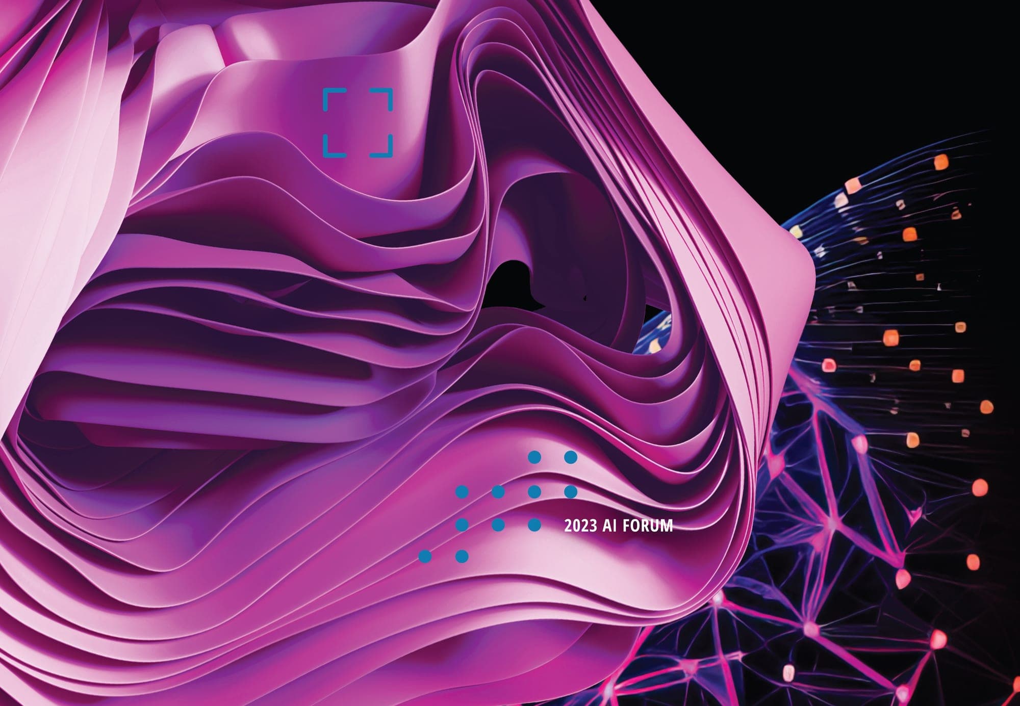 Deloitte AI Forum 2023 — fluid magenta layers with neural-network particles